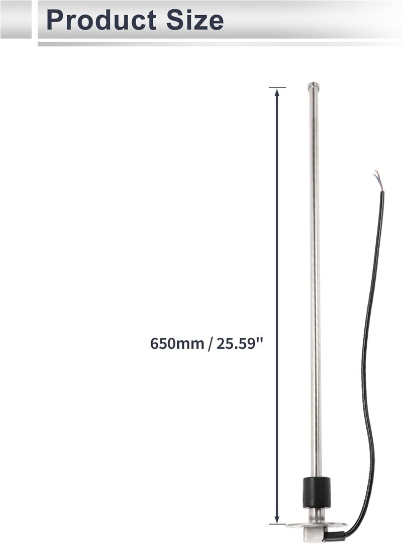 RATCHROLL 1set Fuel Sending Unit and Gauge Kit 650mm Length Boat Fuel Sending Unit Marine Fuel Sender Unit Black Silver Tone Metal 240-33 Ohm - Image 3